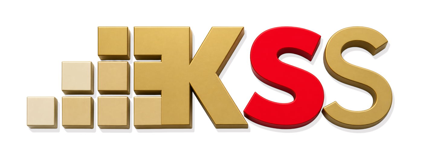 Dimensional gold KSS logo for signage and trade-show use